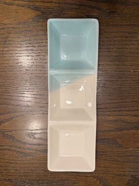 Rosée Blanche Ceramic 3-Compartment Serving Dish Tray Blue/White